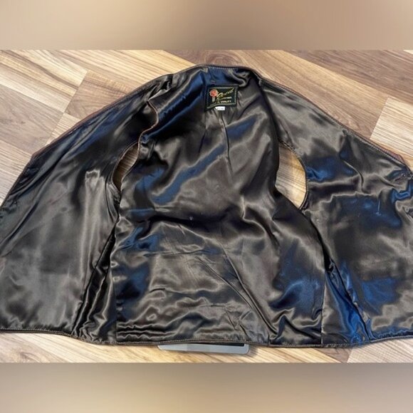 Vintage 70s Reed Sportswear Brown Leather Biker Cowboy Western Disco Vest~40~ - Picture 6 of 7